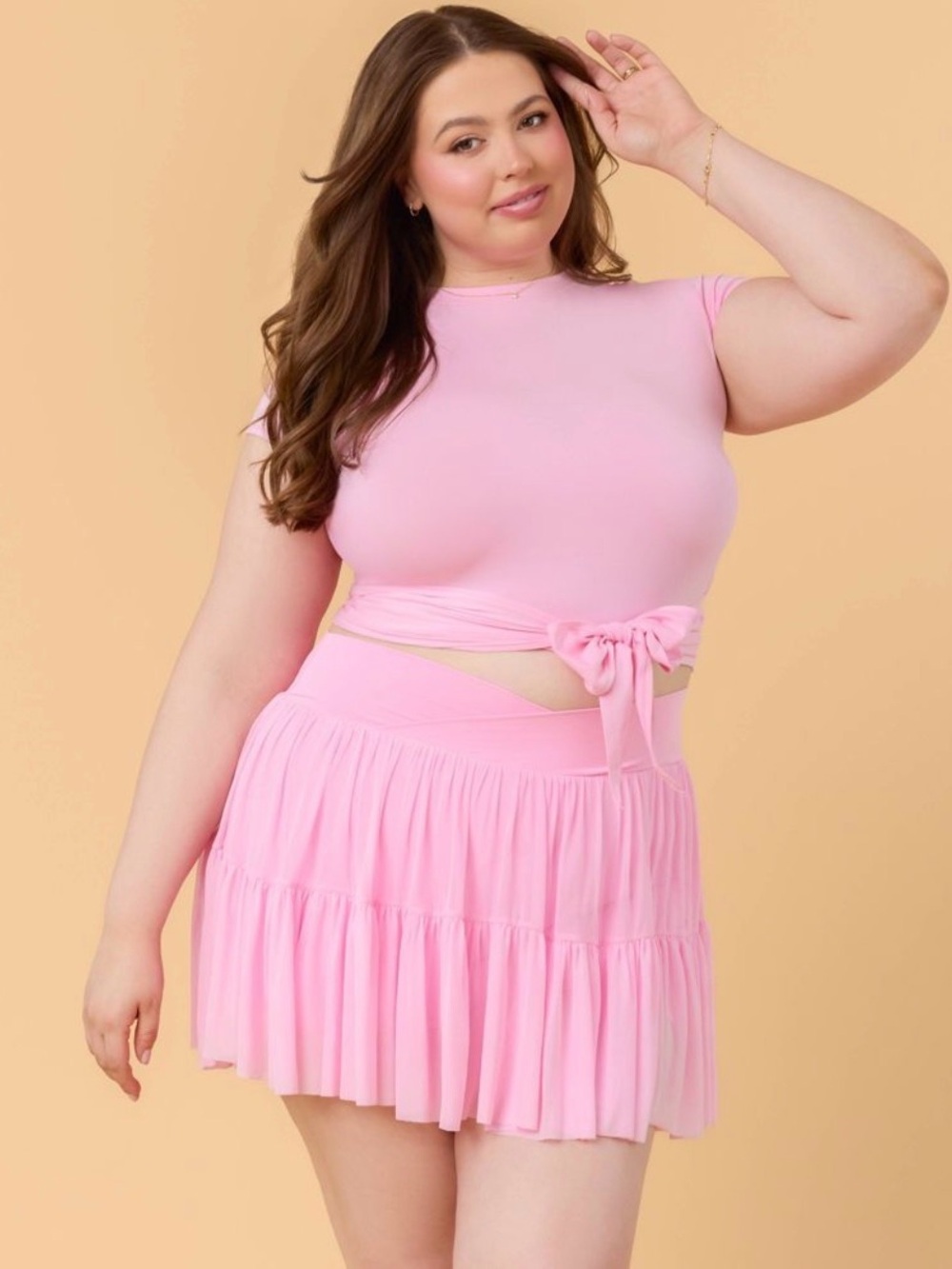 Blogilates Womens Mommy & Me Bow Back T-Shirt - Pink, 2X